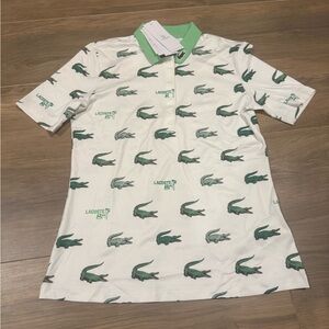 Lacoste White Polo with Green Crocodile Design